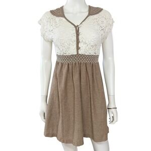 Boho Cottagecore Lace Crochet Dress Prairie Romantic Feminine Soft Girl Medium